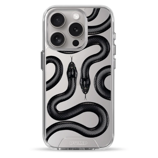 Чехол Pump Transparency Silver Button Case for iPhone 15 Pro Black Snake