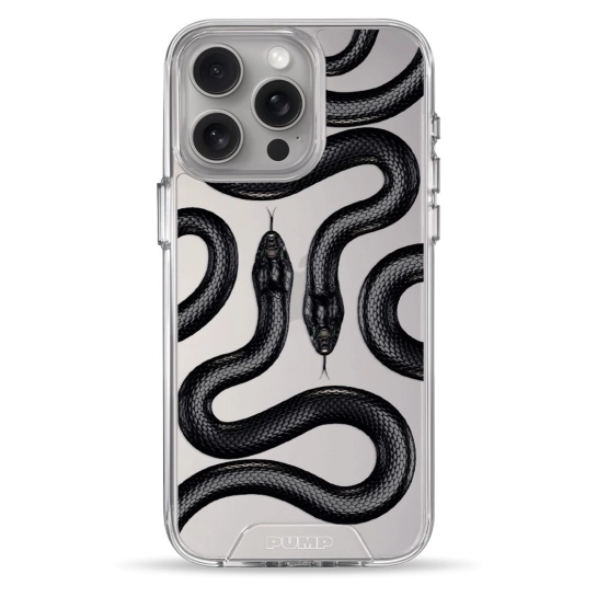 Чехол Pump Transparency Silver Button Case for iPhone 15 Pro Max Black Snake