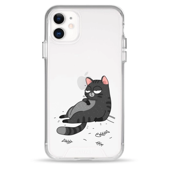 Чохол Pump Transparency Silver Button Case для iPhone 11 The Cat Is Full
