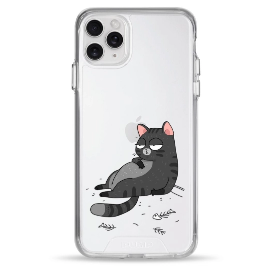 Чохол Pump Transparency Silver Button Case для iPhone 11 Pro Max The Cat Is Full