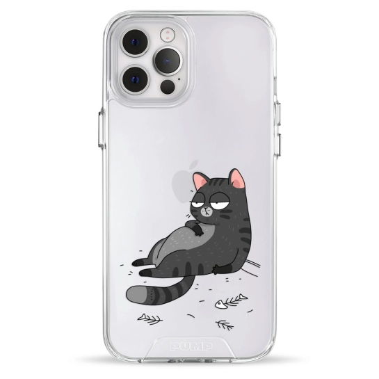 Чохол Pump Transparency Silver Button Case для iPhone 12 Pro Max The Cat Is Full