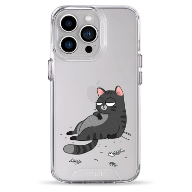 Чехол Pump Transparency Silver Button Case for iPhone 13 Pro The Cat Is Full - цена, характеристики, отзывы, рассрочка, фото 1
