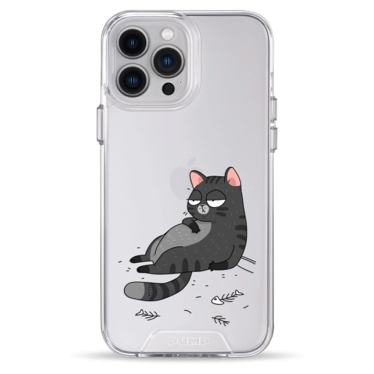 Чохол Pump Transparency Silver Button Case для iPhone 13 Pro Max The Cat Is Full