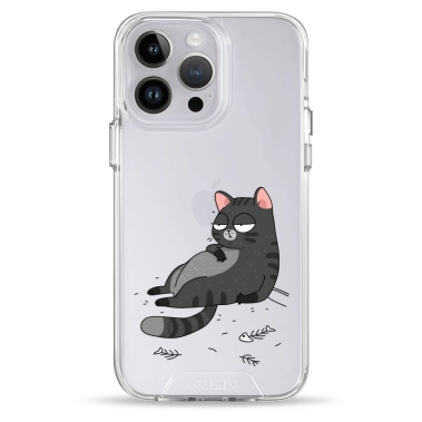 Чохол Pump Transparency Silver Button Case для iPhone 14 Pro The Cat Is Full - цена, характеристики, отзывы, рассрочка, фото 1