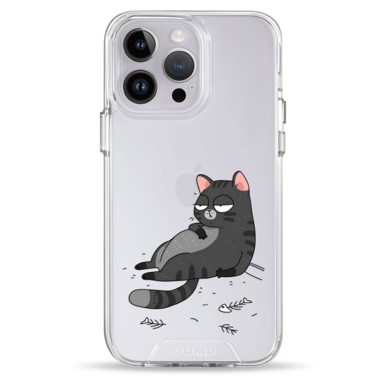 Чохол Pump Transparency Silver Button Case для iPhone 14 Pro The Cat Is Full - ціна, характеристики, відгуки, розстрочка, фото 1