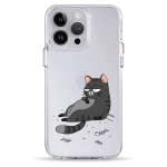 Чохол Pump Transparency Silver Button Case для iPhone 14 Pro Max The Cat Is Full