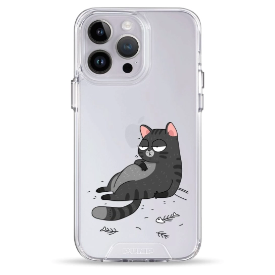 Чохол Pump Transparency Silver Button Case для iPhone 14 Pro Max The Cat Is Full