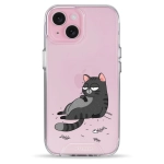 Чохол Pump Transparency Silver Button Case для iPhone 15 The Cat Is Full