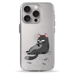 Чохол Pump Transparency Silver Button Case для iPhone 15 Pro The Cat Is Full