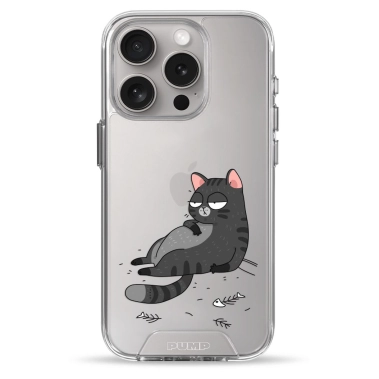 Чехол Pump Transparency Silver Button Case for iPhone 15 Pro The Cat Is Full - цена, характеристики, отзывы, рассрочка, фото 1