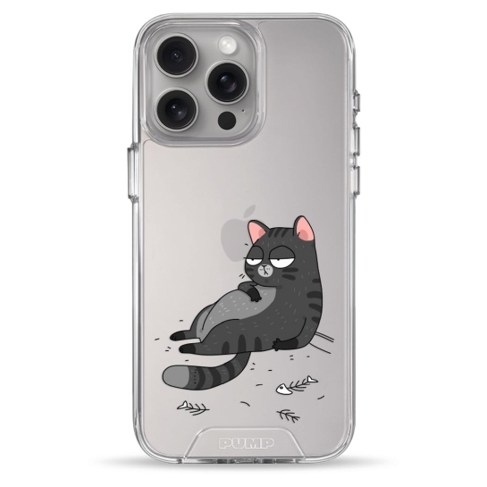 Чохол Pump Transparency Silver Button Case для iPhone 15 Pro Max The Cat Is Full - ціна, характеристики, відгуки, розстрочка, фото 1
