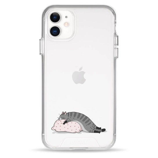 Чохол Pump Transparency Silver Button Case для iPhone 11 Cat On The Pillow