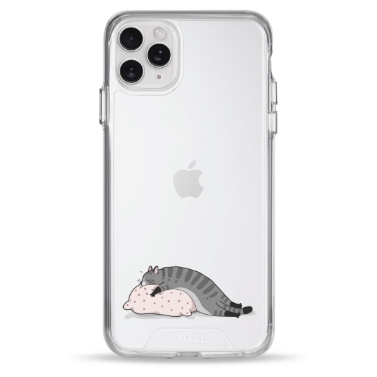 Чохол Pump Transparency Silver Button Case для iPhone 11 Pro Max Cat On The Pillow - ціна, характеристики, відгуки, розстрочка, фото 1