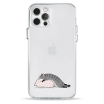Чехол Pump Transparency Silver Button Case for iPhone 12/12 Pro Cat On The Pillow
