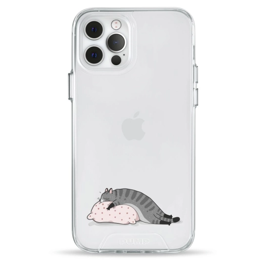 Чехол Pump Transparency Silver Button Case for iPhone 12/12 Pro Cat On The Pillow