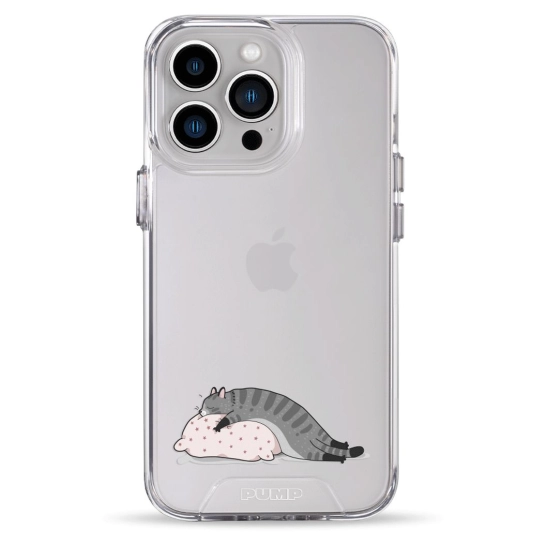 Чохол Pump Transparency Silver Button Case для iPhone 13 Pro Cat On The Pillow