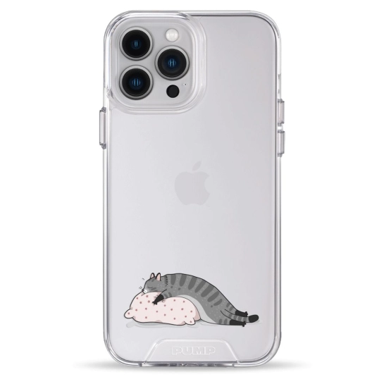 Чохол Pump Transparency Silver Button Case для iPhone 13 Pro Max Cat On The Pillow