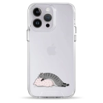 Чехол Pump Transparency Silver Button Case for iPhone 14 Pro Cat On The Pillow
