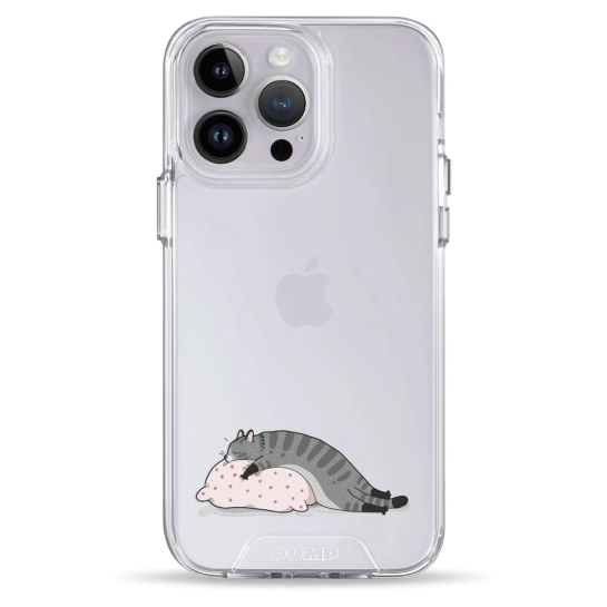 Чохол Pump Transparency Silver Button Case для iPhone 14 Pro Max Cat On The Pillow