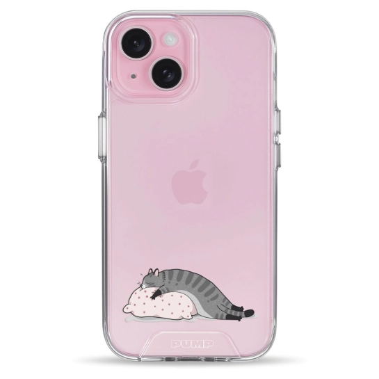 Чохол Pump Transparency Silver Button Case для iPhone 15 Cat On The Pillow