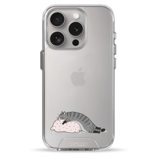 Чохол Pump Transparency Silver Button Case для iPhone 15 Pro Cat On The Pillow - ціна, характеристики, відгуки, розстрочка, фото 1