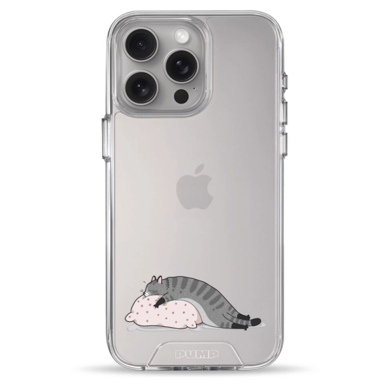 Чохол Pump Transparency Silver Button Case для iPhone 15 Pro Max Cat On The Pillow