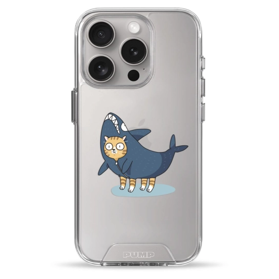 Чохол Pump Transparency Silver Button Case для iPhone 15 Pro Cat In Shark