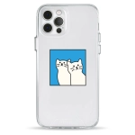 Чехол Pump Transparency Silver Button Case for iPhone 12/12 Pro Two Cats