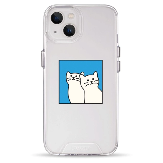 Чехол Pump Transparency Silver Button Case for iPhone 13 Two Cats