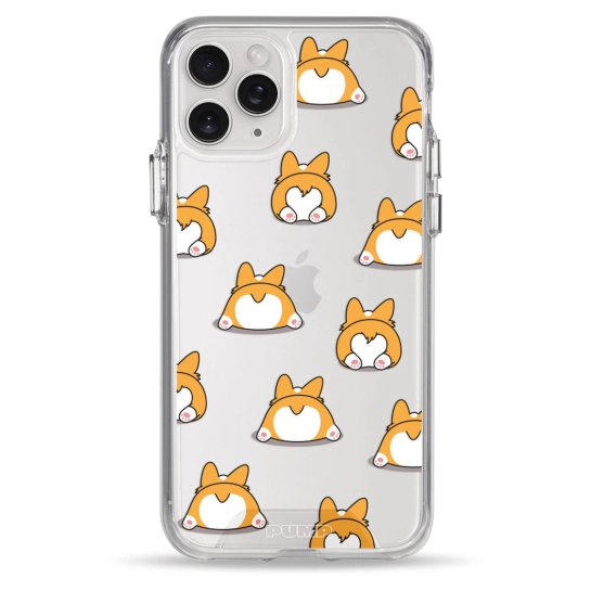 Чехол Pump Transparency Silver Button Case for iPhone 11 Pro Corgi Dog