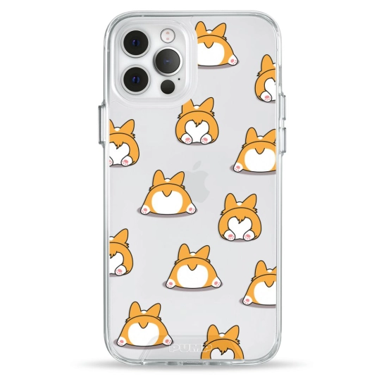Чехол Pump Transparency Silver Button Case for iPhone 12/12 Pro Corgi Dog