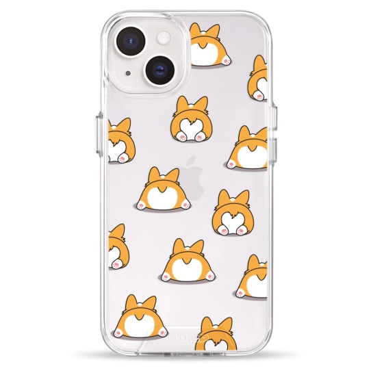 Чехол Pump Transparency Silver Button Case for iPhone 14 Corgi Dog