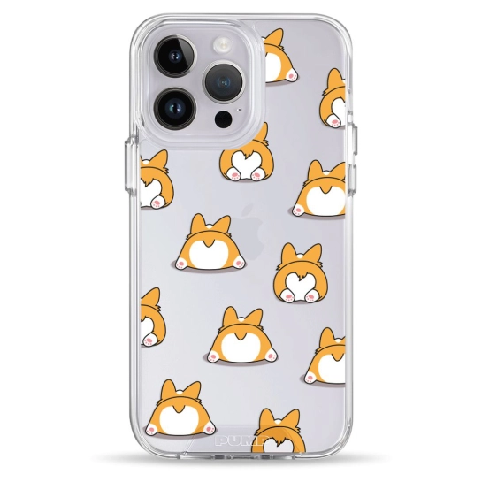Чехол Pump Transparency Silver Button Case for iPhone 14 Pro Corgi Dog