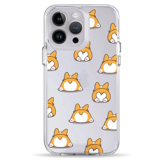 Чехол Pump Transparency Silver Button Case for iPhone 14 Pro Max Corgi Dog