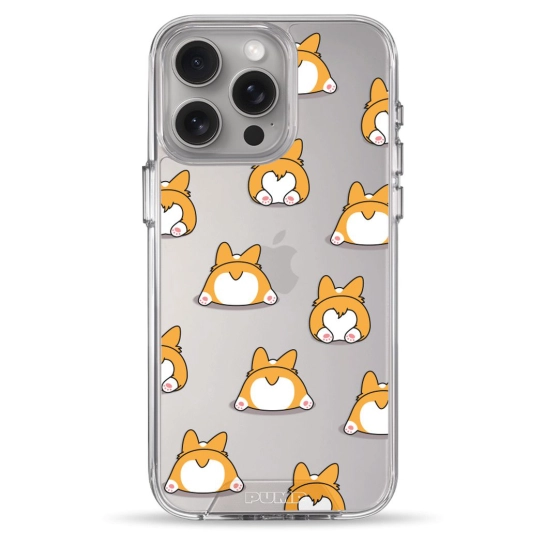 Чехол Pump Transparency Silver Button Case for iPhone 15 Pro Max Corgi Dog