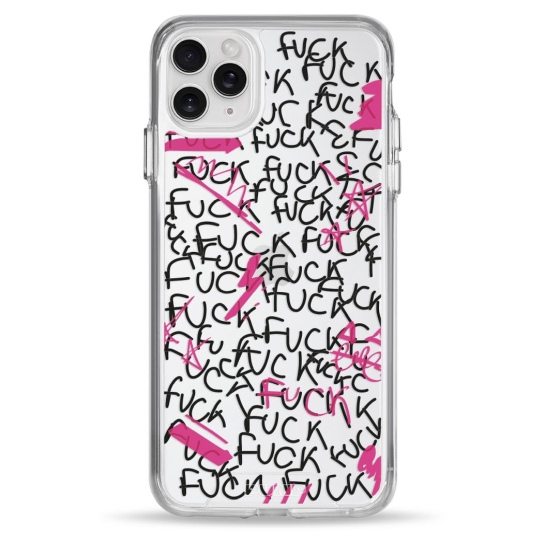 Чехол Pump Transparency Silver Button Case for iPhone 11 Pro Max F#ck - цена, характеристики, отзывы, рассрочка, фото 1
