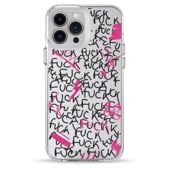 Чехол Pump Transparency Silver Button Case for iPhone 13 Pro Max F#ck - цена, характеристики, отзывы, рассрочка, фото 1