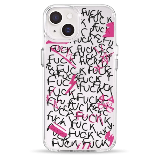 Чехол Pump Transparency Silver Button Case for iPhone 14 F#ck