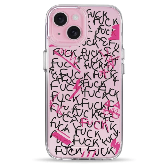 Чехол Pump Transparency Silver Button Case for iPhone 15 F#ck