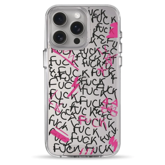 Чехол Pump Transparency Silver Button Case for iPhone 15 Pro Max F#ck