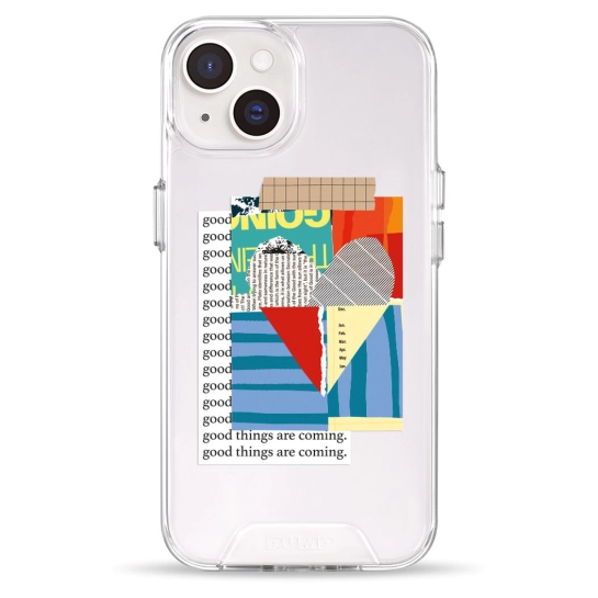 Чехол Pump Transparency Silver Button Case for iPhone 14 Good Things Are Coming