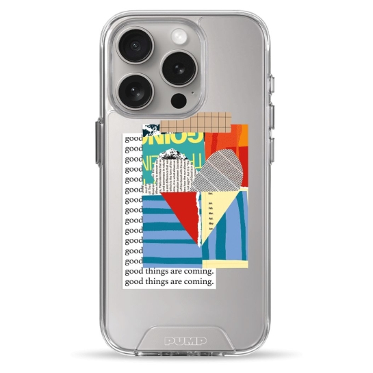 Чехол Pump Transparency Silver Button Case for iPhone 15 Pro Good Things Are Coming - цена, характеристики, отзывы, рассрочка, фото 1