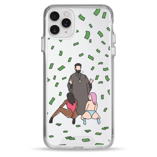 Чехол Pump Transparency Silver Button Case for iPhone 11 Pro Max Money Rain
