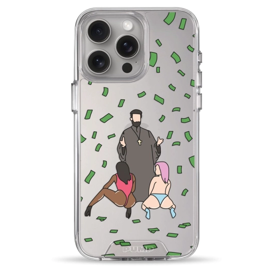 Чохол Pump Transparency Silver Button Case для iPhone 15 Pro Max Money Rain