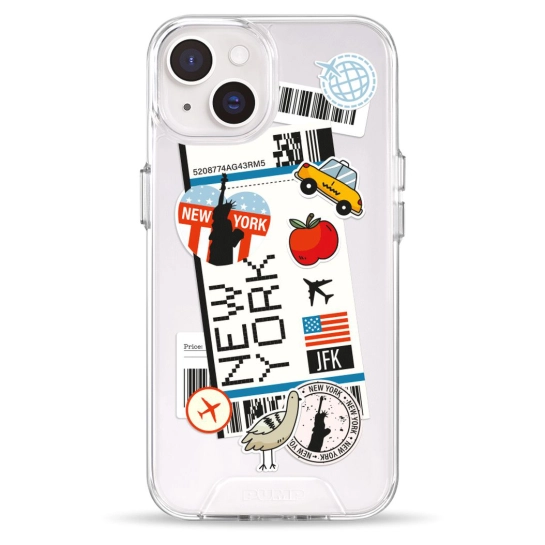Чехол Pump Transparency Silver Button Case for iPhone 14 New York