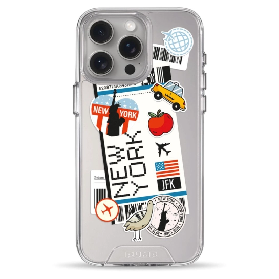 Чехол Pump Transparency Silver Button Case for iPhone 15 Pro Max New York