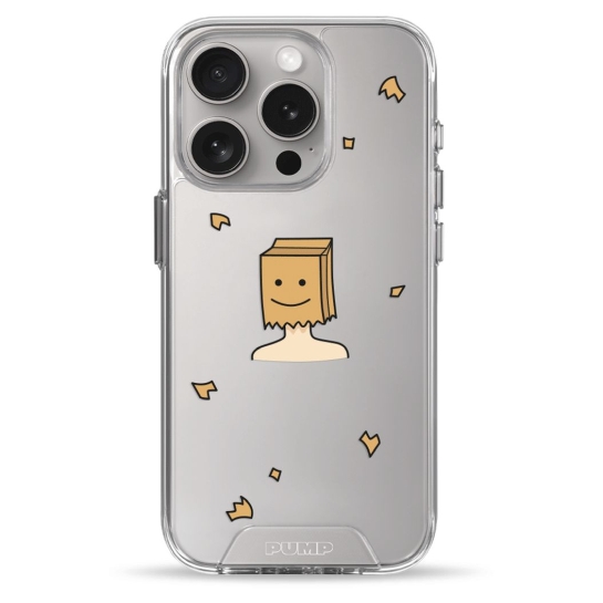 Чехол Pump Transparency Silver Button Case for iPhone 15 Pro Paper Bag On Head - цена, характеристики, отзывы, рассрочка, фото 1