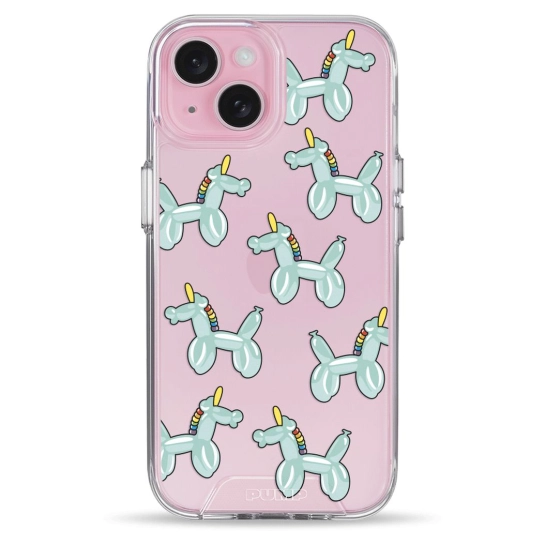 Чехол Pump Transparency Silver Button Case for iPhone 15 Unicorn Balloon