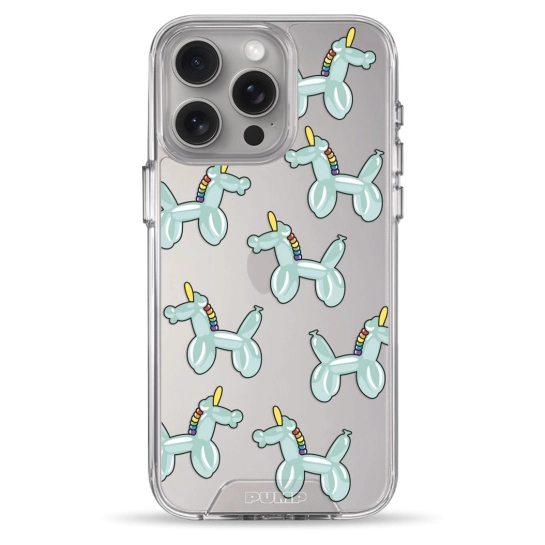 Чехол Pump Transparency Silver Button Case for iPhone 15 Pro Max Unicorn Balloon