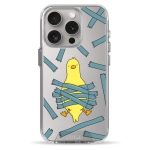 Чехол Pump Transparency Silver Button Case for iPhone 15 Pro Bird Tape